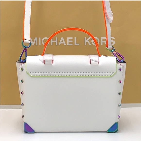 MICHAEL KORS
Manhattan Medium Contrast-Trim Leather Satchel OPTIC WHITE COLOR - Picture 8 of 16
